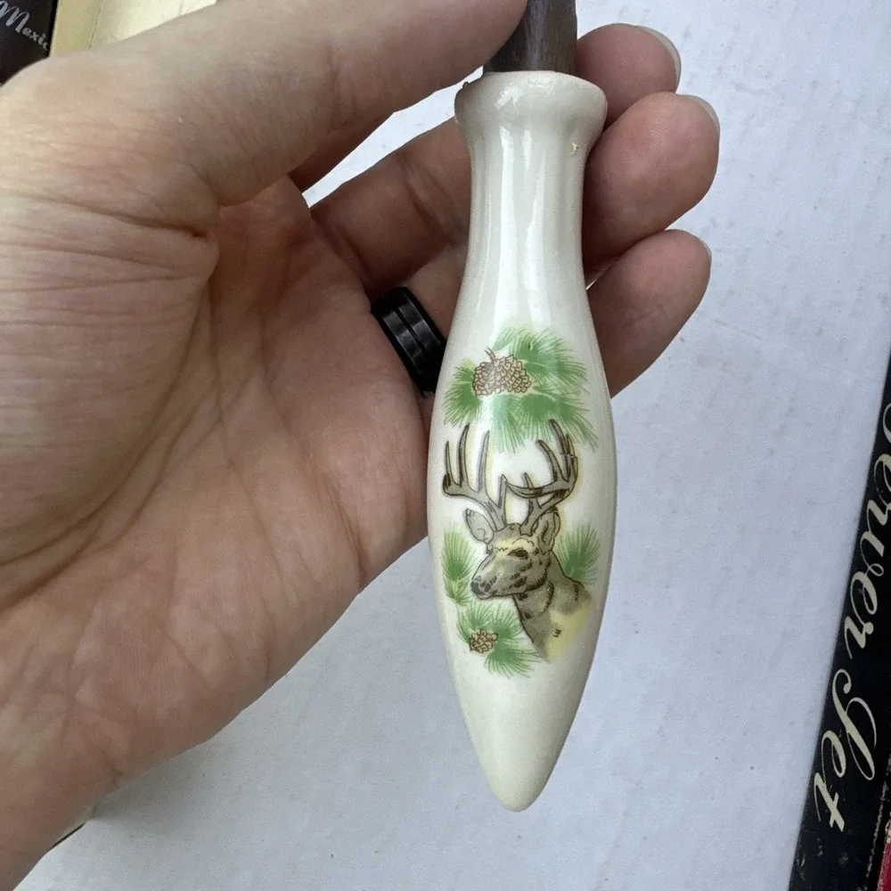 Deer Wood Spoon Fork Hostess Server Salt Pepper Shakers New Mexico Souvenir